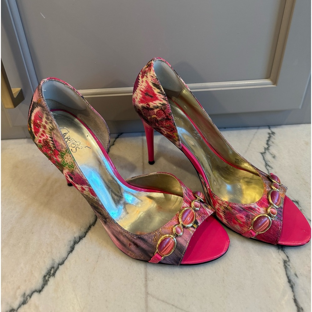 Carlos by Carlos Santana size 9 hot pink and metallic heels